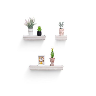 Syemin Decorative Wall Shelf Floating Shelves Wall Mounted Wood Shelves Hanging Shelf Storage Decor Floating Shelves Wall, White, 17.91"*3.94"*1.57"