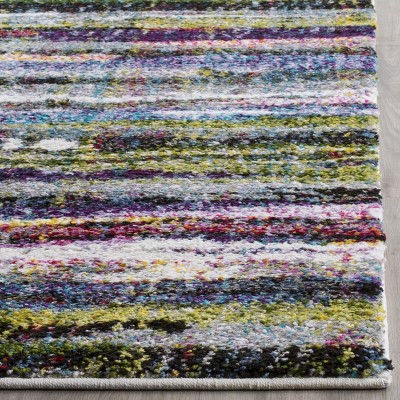 Abstract Shag Fusion Black and Multicolor Synthetic Rug 3' x 5'