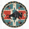 Round Buffalo Coaster – 7" Jute Mat with Inspired Design in Rustic Earth Tones by Earth Rugs - 2 of 3