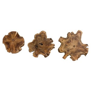 Uttermost Kalani Teak Wall Art Set/3 – Natural Teak Cross Sections with Honey Stain - 1 of 4