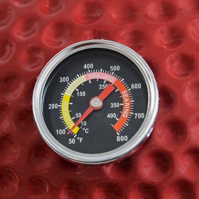 Red Ceramic Tabletop Kamado Charcoal Grill with Smoker