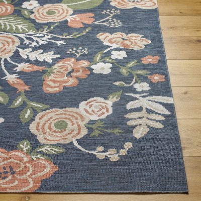 Hauteloom Ponto Gray Blue Floral Area Rug