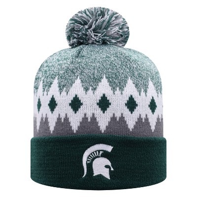 NCAA Michigan State Spartans Men's Jagged Knit Cuffed Beanie with Pom