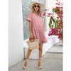 Maternity Swiss Dot Dress Summer V Neck Short Sleeve Button Down Mini Dress Baby Shower Photoshoot with Pockets - 3 of 4