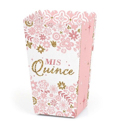 Big Dot of Happiness Mis Quince Anos - Quinceanera Sweet 15 Birthday Party Favor Popcorn Treat Boxes - Set of 12