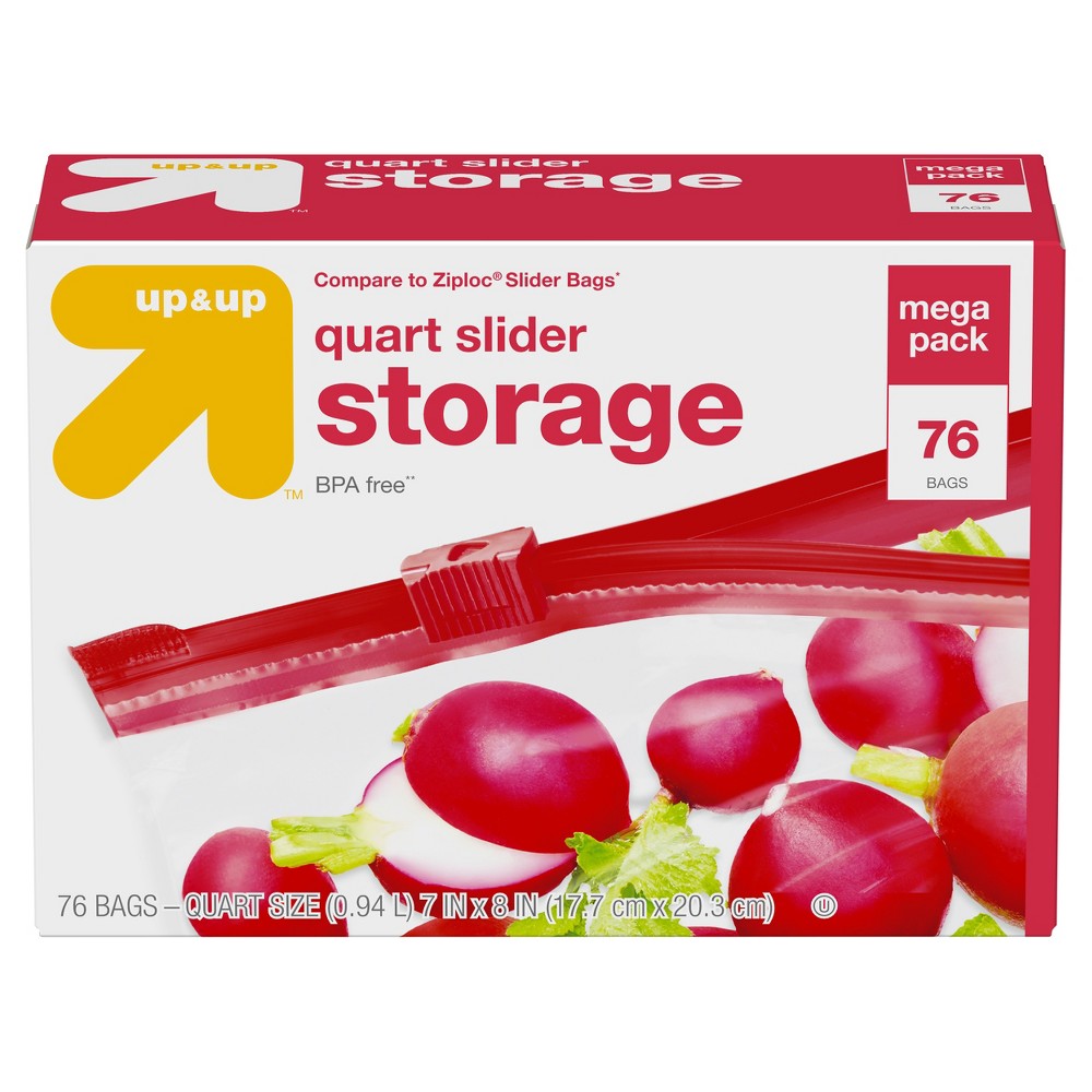 Quart Slider Storage Bag - 76ct - up & up