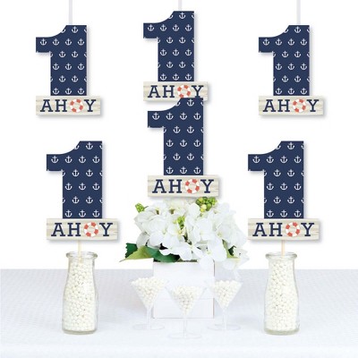 Big Dot of Happiness 1st Birthday Ahoy - Nautical - One Shaped Decorations DIY First Birthday Party Essentials - Set of 20