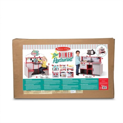 Double-Sided Red and Gray Wooden Star Diner Restaurant Play Set