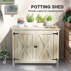 Aghana Digitals Fir Wood Outdoor Garden Shed with Barn Doors, Built-in Shelf, Flat Potting Top & - 4 of 4