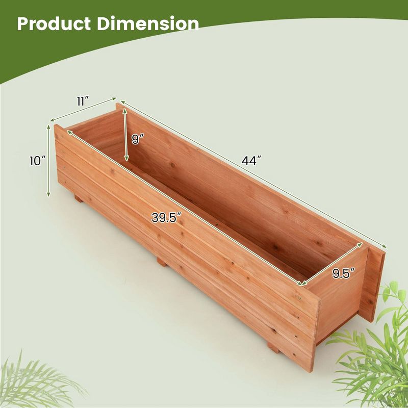 Costway Raised Garden Bed Wood Rectangular Planter Box with 2 Drainage Holes Outdoor, 3 of 11