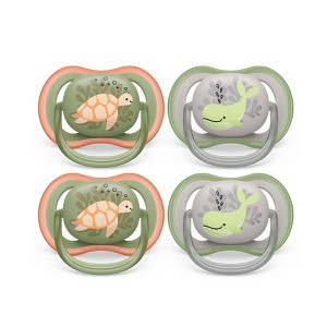 Avent Philips Ultra Air Pacifier 6-18 Months - Orange Turtle/Green Whale - 4pk - 1 of 4