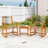 Costway 3 Piece Patio Rocking Set with Rattan Seat & Back Square Side Table for Porch - 4 of 4