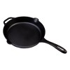 Victoria Seasoned 12 Cast Iron Skillet with Double Loop Handles Black