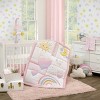 NoJo Happy Days Pink, Yellow and Blue Rainbows, Sun and Polka-Dot Super Soft Cuddly Plush Baby Blanket - 4 of 4