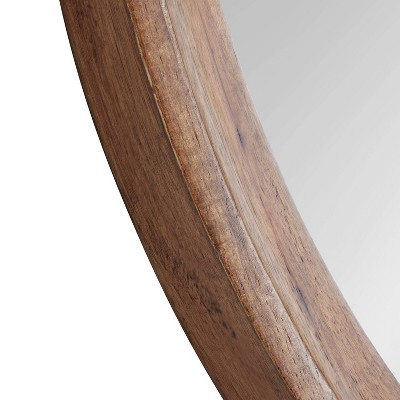 Hartman 30" Round Brown Wood Vanity Wall Mirror