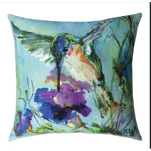 Outdoor Floral Bird Design - 18" Weather-Resistant Pillow by Manual Woodworkers & Weavers - 1 of 3