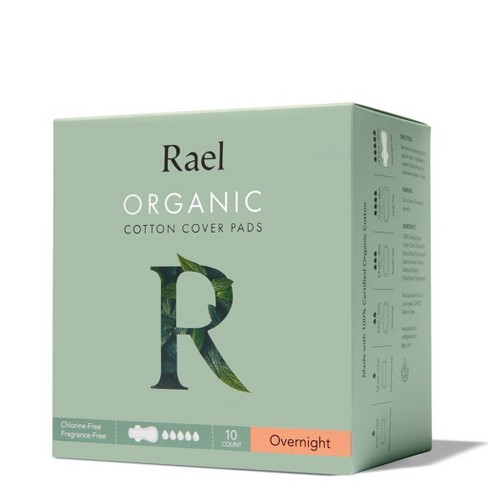 Rael Organic Cotton Overnight Menstrual Fragrance Free Pads - Unscented -  10ct : Target