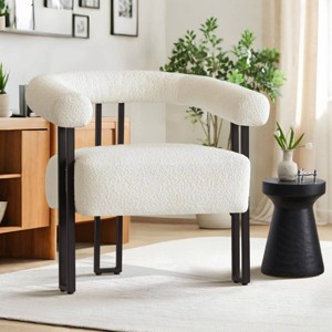 Boucle Accent Chair,Upholstered Accent Chair With Curved Backrest Armrest For Living Room Bed Room-Tanpinhause - 1 of 4