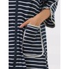 cheibear Women's Zip Front Robe 3/4 Sleeve Striped Long Bathrobe Dress Pajama - 4 of 4