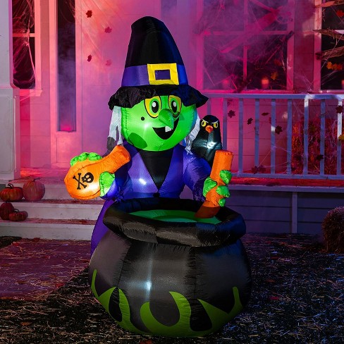 6ft Halloween Inflatable Witch With Cauldron : Target