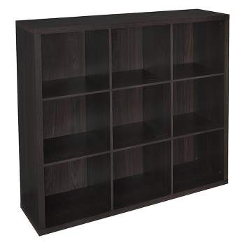 ClosetMaid 9 Cube Storage Bookshelf Organizer Home or Office Versatile Shelving Unit with Back Panels for Decor Items, Black Walnut