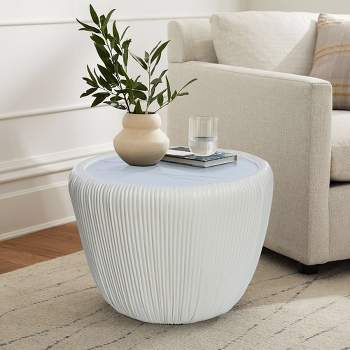 LuxenHome White Round Accent Side Table