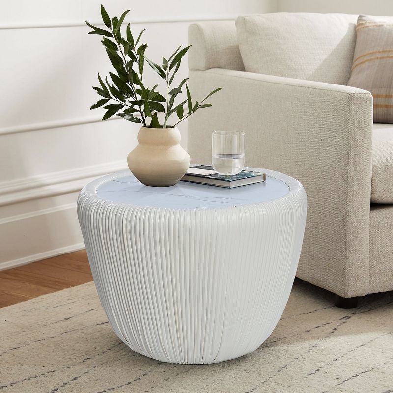 LuxenHome White Round Accent Side Table, 1 of 5