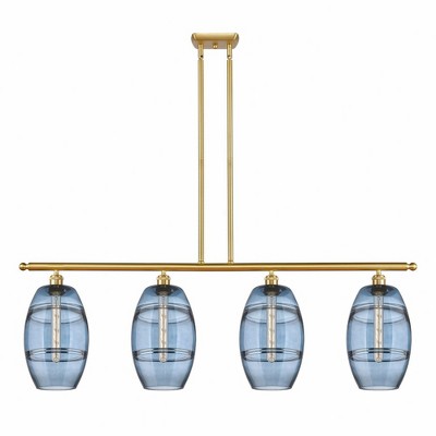 Vaz - 4 Light Stem Hung Island In Industrial Style-10.38 Inches Tall and 48 Inches Wide