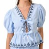 Women's Deena V-neck Peplum Blouse With Scallop Edges - Main Strip - 4 of 4