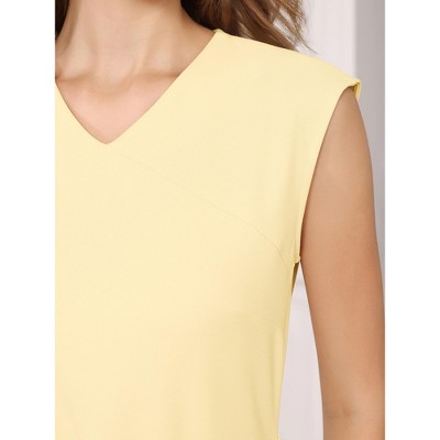 Женские платья INSPIRE CHIC Women's Sleeveless V Neck Elegant Cocktail Party A Line Dresses Large Light Yellow — фото 3