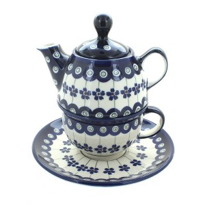 Blue Rose Polish Pottery 1148-775 Zaklady Individual Teapot & Cup - 1 of 2