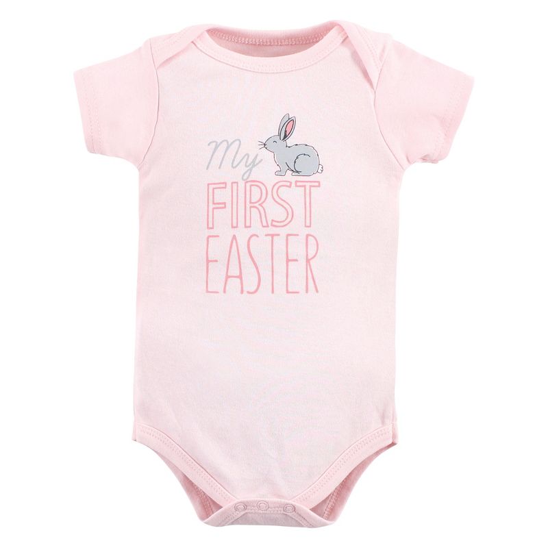 Hudson Baby Infant Girl Cotton Bodysuits, Some Bunny, 4 of 7
