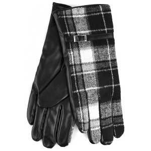 Women's Black And White Plaid Gloves With Fleece Lining And Touch Screen - 1 of 4