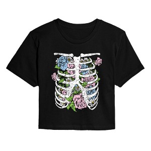 Women's - Instant Message - Flower Rib Cage Cropped Graphic T