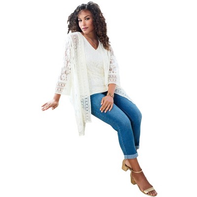 Roaman's Women's Plus Size Lace Duster Jacket