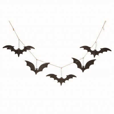 Transpac Metal Black Halloween Bat Banner Decor