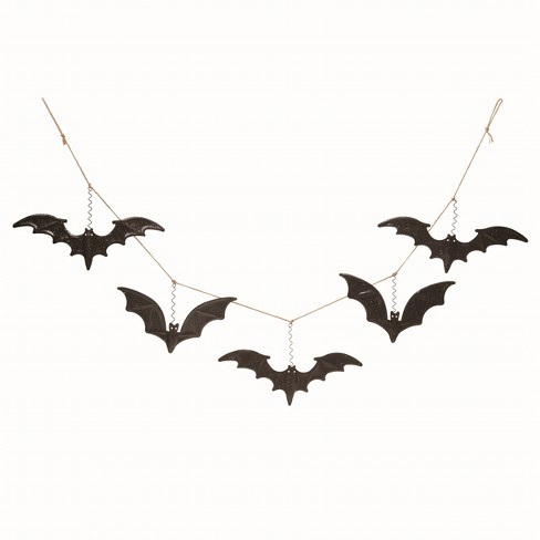Transpac Metal Black Halloween Bat Banner Decor : Target