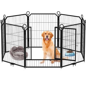 Dog Playpen 8 Panels 40 inch Dog Pen Indoor Heavy Duty Puppy Exercise Pen Metal Pet Fence for RV Camping Yard Garden - 1 of 4