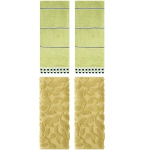 REGALWOVEN 4 Pcs Striped Checked Print Absorbent Soft Decorative Bathroom Hand Towel 14 x 30 Inch - 1 of 4