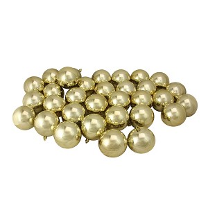 Northlight 32ct Shatterproof Shiny Christmas Ball Tree Ornament Set 3.25" - Gold - 1 of 3