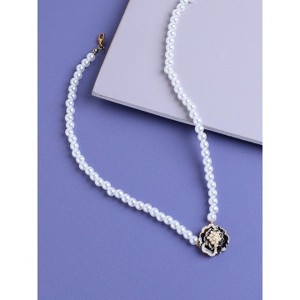 SOHI Women's White Flower Charm Necklace - 1 of 4