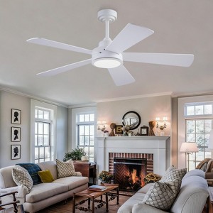 52 Inch Modern Ceiling Fan with LED and Dual Side Wood Blades for Living Room Bedroom - 1 of 4