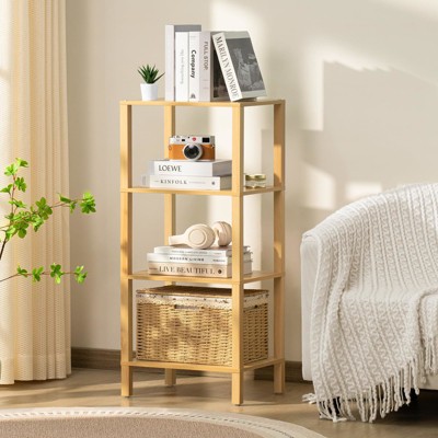 Aoibox 4 Tier Tall Bookshelf with Storage Small Bookcase for Small Spaces Industrial Modern Shelf for Living Room Office Bedroom