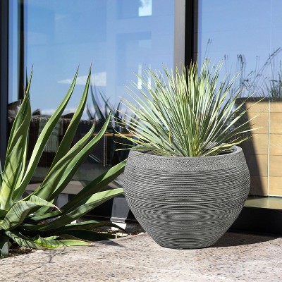 Rococo Radiance Weather-Resistant Gray MgO 12" Planter