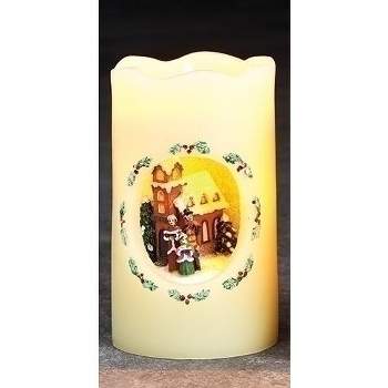 Roman 5" Carolers Scene Flickering Flame-less LED Candle - Ivory White/Brown
