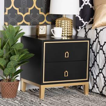 Donald Wood and Metal 2 Drawer End Table - Baxton Studio