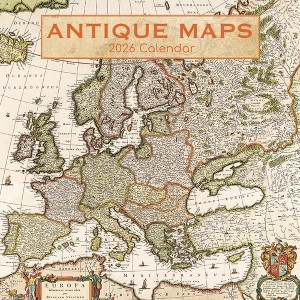 2026 Square Wall Calendar, Antique Maps, 16-Month Arts & Antiques Theme, 180 Reminder Stickers (12x12 In) - 1 of 4