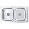 vidaXL Kitchen Sink Double Basin with Strainer & Trap Stainless Steel - 2 of 4