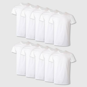 Camiseta interior de cuello redondo que absorbe la humedad para hombre Hanes, paquete de 10 - Blanco