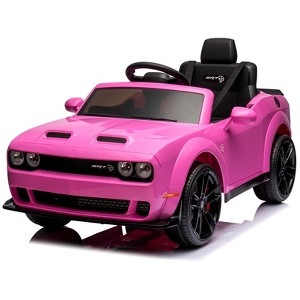 Licensed Dodge Challenger 12V Kids Ride-On Car, Electric Vehicle with Remote Control, LED Headlights, Battery Display - 1 of 4